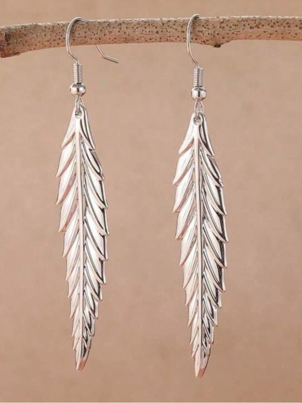 Silver Leaf Drop Earrings N1475